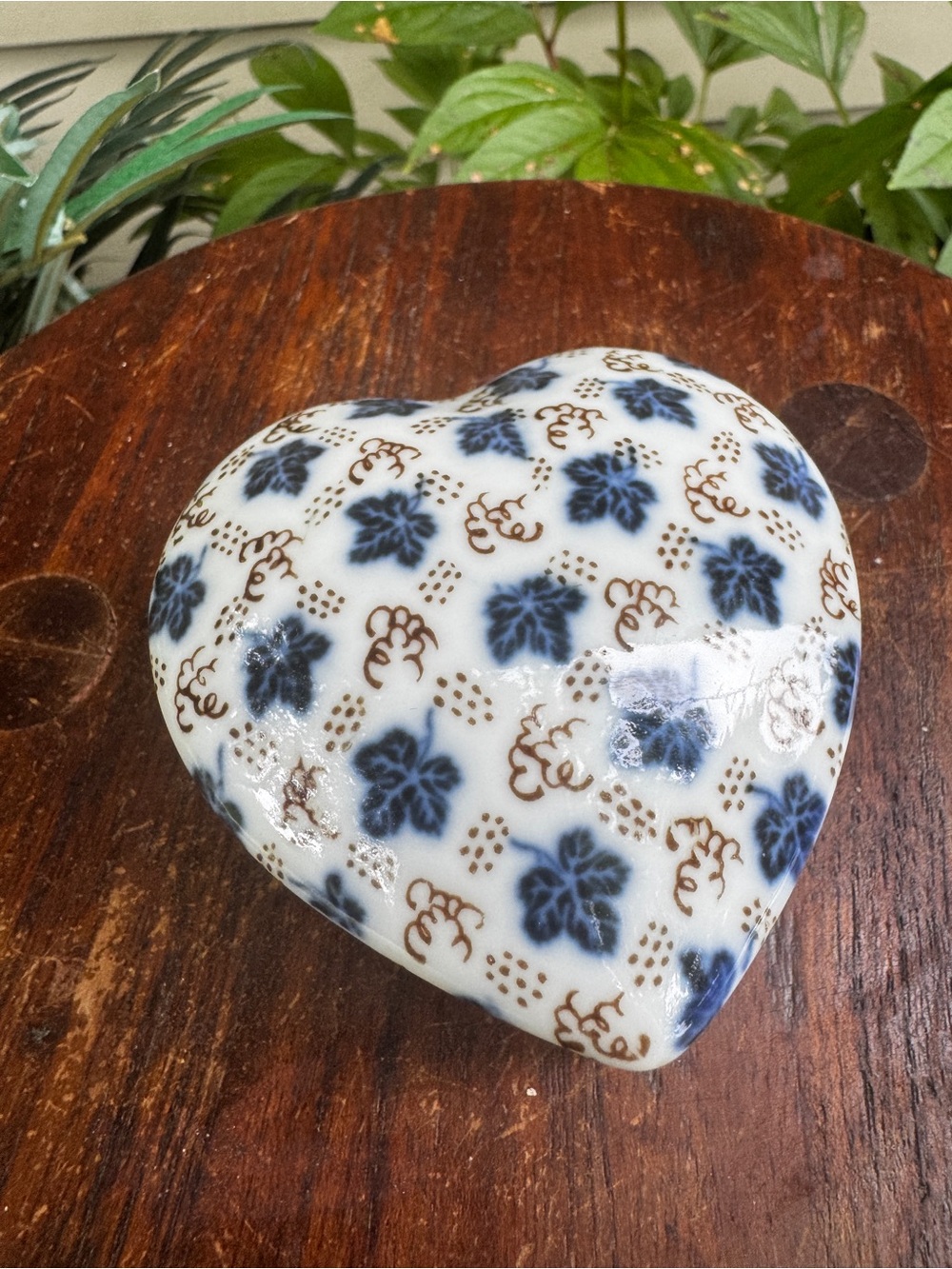 Hand-Painted Blue and White Heart Decorative Box